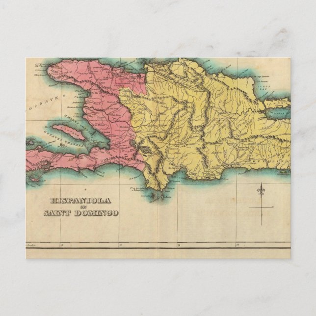 Postal Mapa De La Española, O Santo Domingo (Anverso)