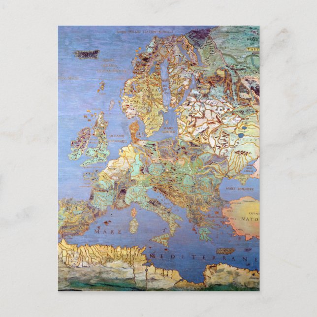 Postal Mapa de la Europa del siglo XVI (Anverso)