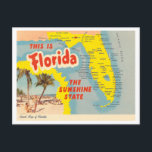 Postal Mapa de la Florida Vintage<br><div class="desc">Postal de reproducción vintage Circa: 1966</div>