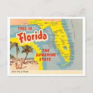 Postal Mapa de la Florida Vintage