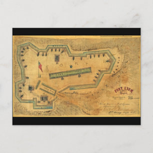 Postal Mapa de la guerra civil de 1862 Fort Lyon Alexandr