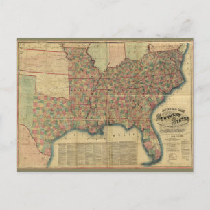 Postal Mapa de la Guerra Civil de los Estados del Sur, de