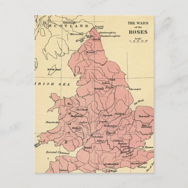 Postal Mapa de la guerra de los Rosas (Anverso)
