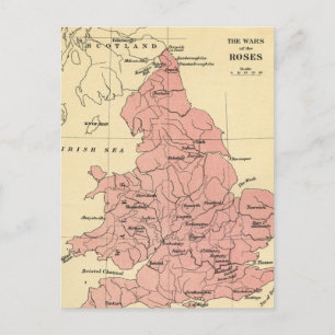 Postal Mapa de la guerra de los Rosas