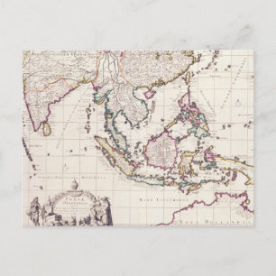 Postal Mapa de la India y de los indies del este
