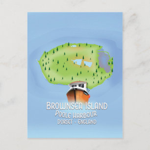 Postal Mapa de la isla de Brownsea, Poole, Dorset, Inglat