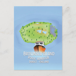Postal Mapa de la isla de Brownsea, Poole, Dorset, Inglat