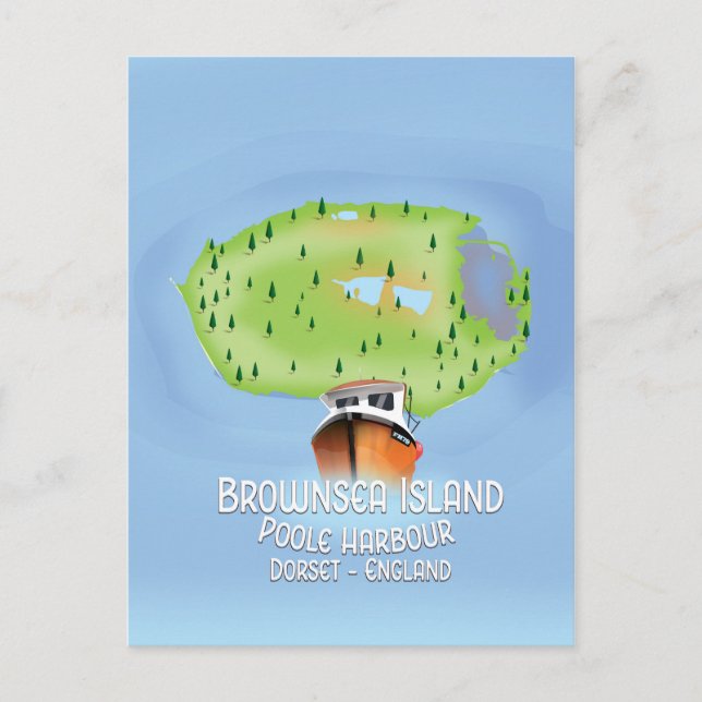 Postal Mapa de la isla de Brownsea, Poole, Dorset, Inglat (Anverso)