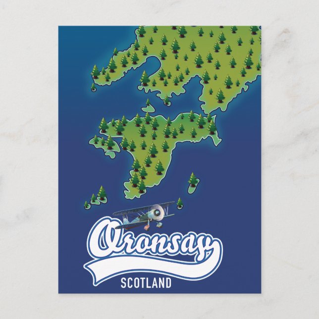 Postal Mapa de la isla de Escocia de Oronsay (Anverso)