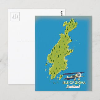 Postal Mapa de la isla de Gigha Escocia