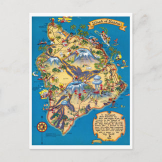 Postal Mapa de la Isla de Hawái