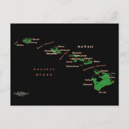 Postal Mapa de la isla de Hawái