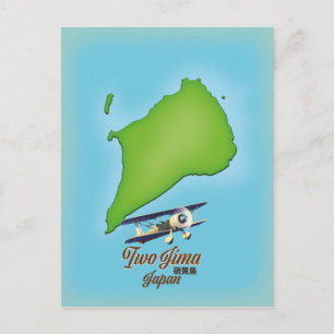 Postal mapa de la isla de Iwo Jima Japón