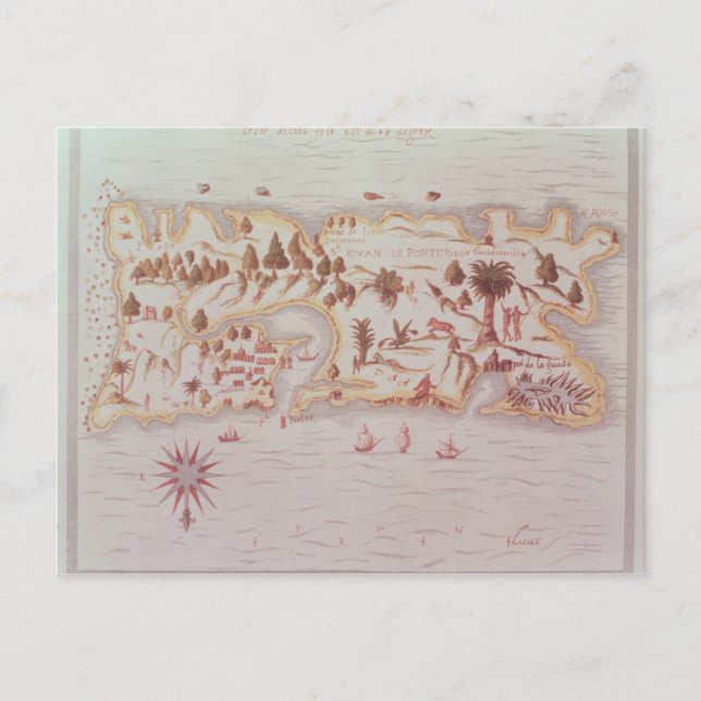 Postal Mapa de la isla de Puerto Rico, 1599 (Anverso)