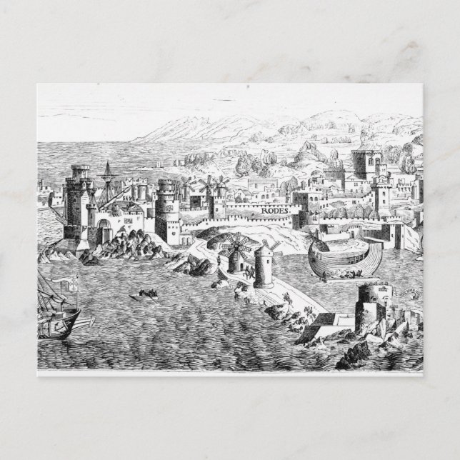 Postal Mapa de la isla de Rodas (Anverso)