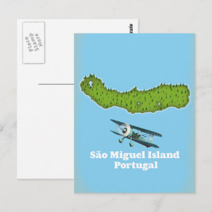 Postal Mapa de la isla de São Miguel Portugal