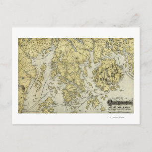 Postal Mapa de la Isla del Desierto del Monte y la Costa