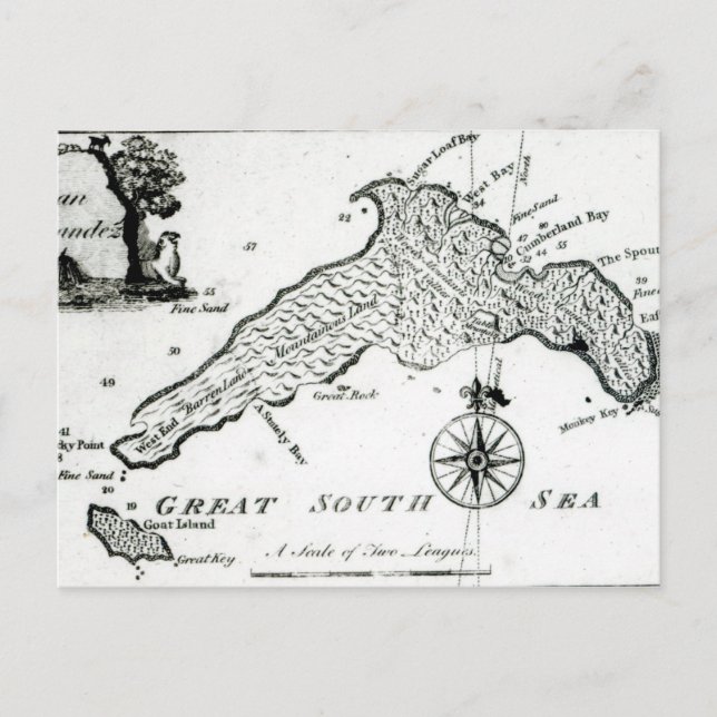 Postal Mapa de la Isla del Pacífico Sur, 1800 (Anverso)
