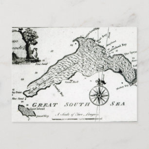Postal Mapa de la Isla del Pacífico Sur, 1800