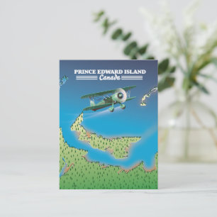 Postal Mapa de la Isla del Príncipe Eduardo, Canadá.