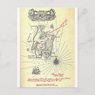 Postal Mapa de la isla del tesoro de Robert Louis
