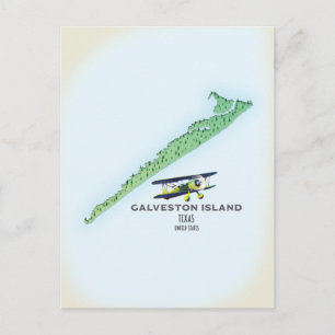 Postal Mapa de la isla Galveston Texas USA