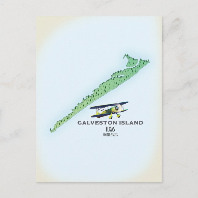 Postal Mapa de la isla Galveston Texas USA (Anverso)