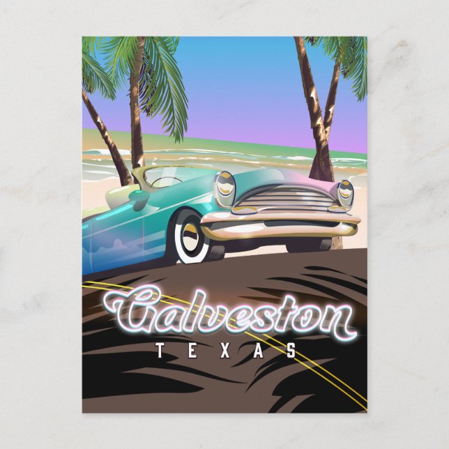 Postal Mapa de la isla Galveston Texas USA (Anverso)