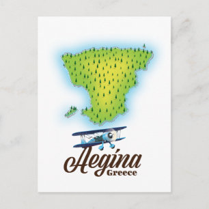 Postal Mapa de la isla Grecia Aegina