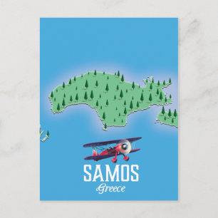 Postal Mapa de la isla griega de Samos
