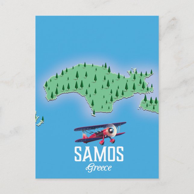 Postal Mapa de la isla griega de Samos (Anverso)