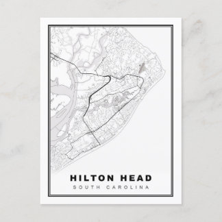 Postal Mapa de la Isla Hilton Head