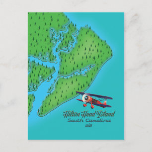 Postal Mapa de la isla Hilton Head Carolina del Sur