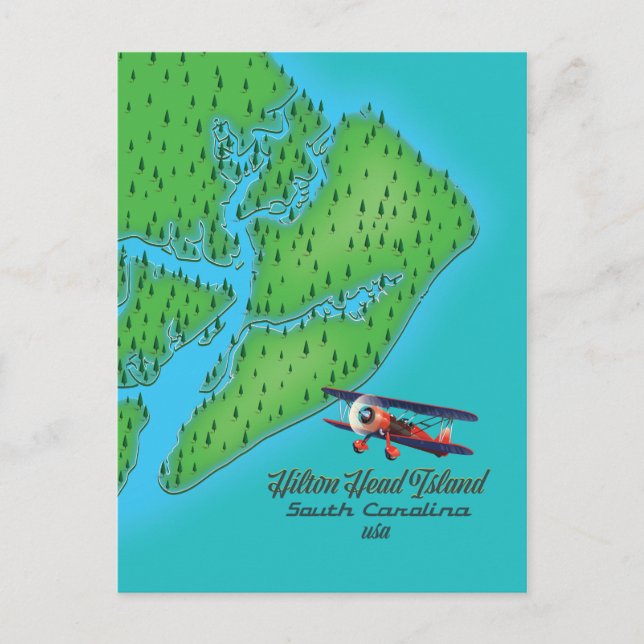 Postal Mapa de la isla Hilton Head Carolina del Sur (Anverso)