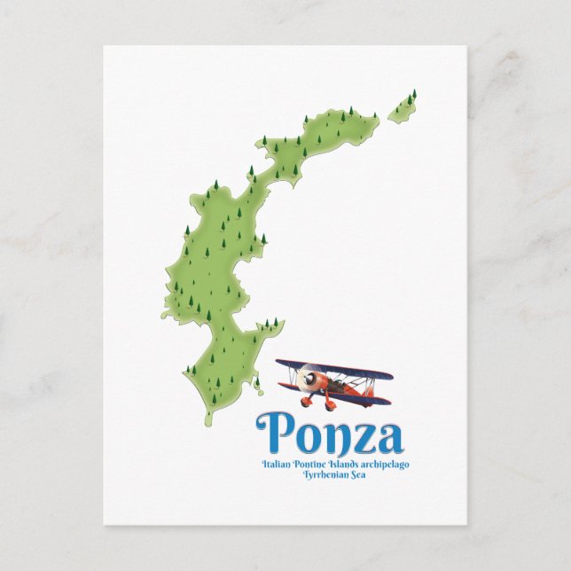 Postal Mapa de la isla italiana de Ponza. (Anverso)