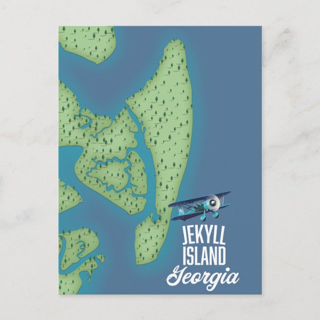 Postal Mapa de la Isla Jekyll Georgia EE. UU. (Anverso)