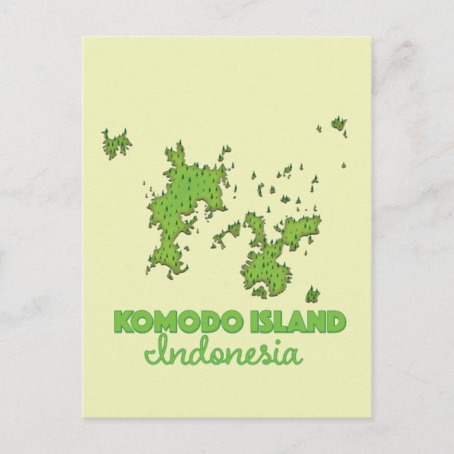 Postal Mapa de la isla Komodo Indonesia (Anverso)