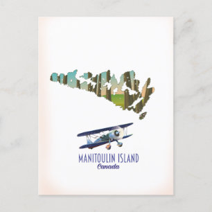 Postal Mapa de la isla Manitoulin en Canadá