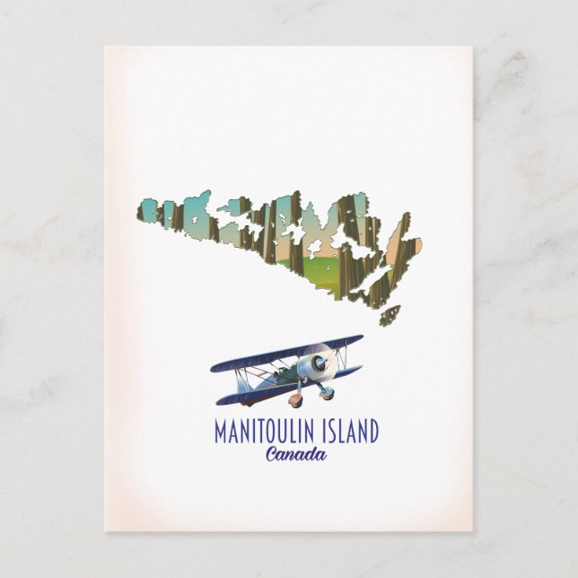 Postal Mapa de la isla Manitoulin en Canadá (Anverso)