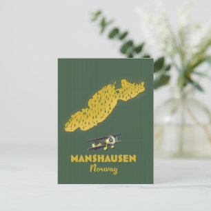 Postal Mapa de la isla Manshausen Noruega