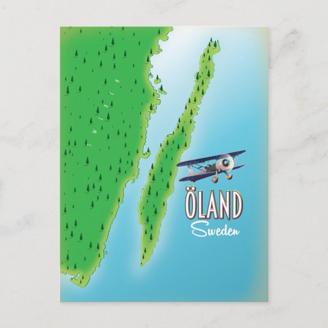 Postal mapa de la isla Öland Suecia (Anverso)