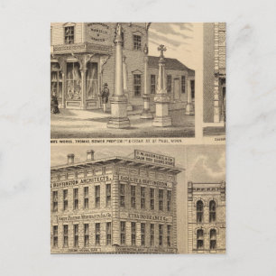 Postal Mapa de la litografía de St. Paul, Minneapolis, Mi