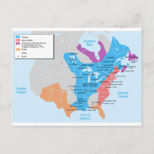 Postal Mapa de la Nueva Francia en 1750