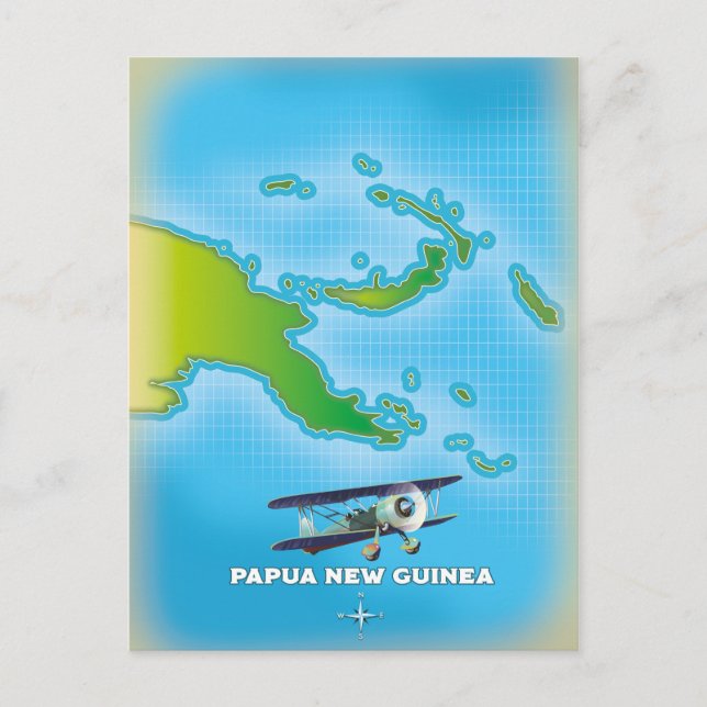 Postal mapa de la nueva guinea de papua. (Anverso)