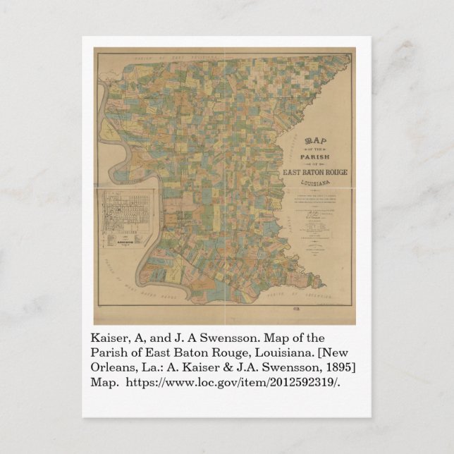 Postal Mapa de la parroquia de Baton Rouge Oriental, La. (Anverso)