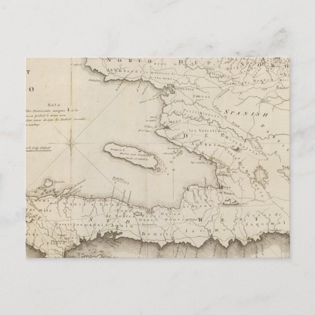 Postal Mapa de la parte francesa de Santo Domingo (Anverso)