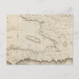 Postal Mapa de la parte francesa de Santo Domingo