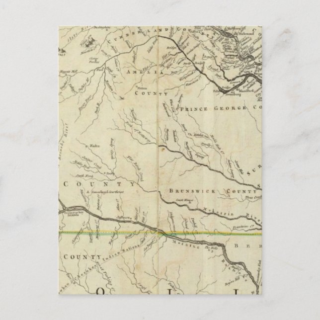 Postal Mapa de la parte más habitada de Virginia (Anverso)