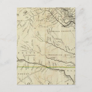 Postal Mapa de la parte más habitada de Virginia