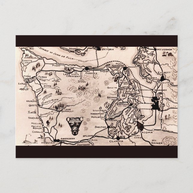 Postal Mapa de la Península Olímpica (Anverso)